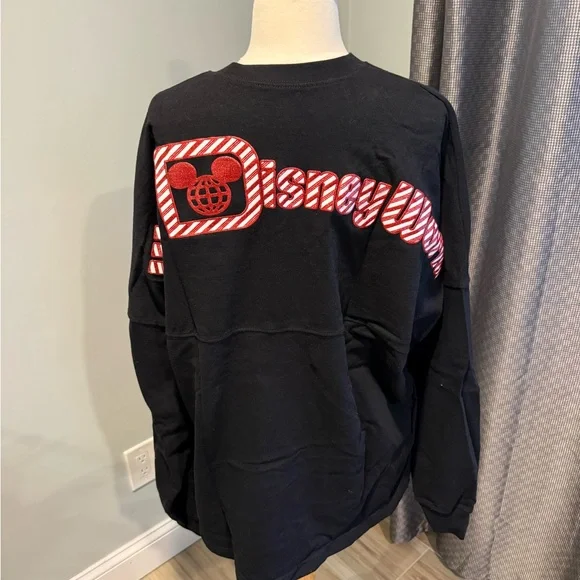 Walt Disney World Mickey Mouse Holiday Candy Cane Spirit Jersey- EUC - Picture 4 of 7